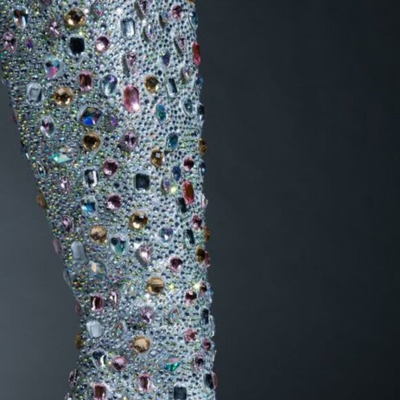 AZALEA WANG "ICONIC STANCE" RHINESTONE COVERED KNEE HIGH BOOT IN PINK(BRAND NEW - Picture 3 of 9